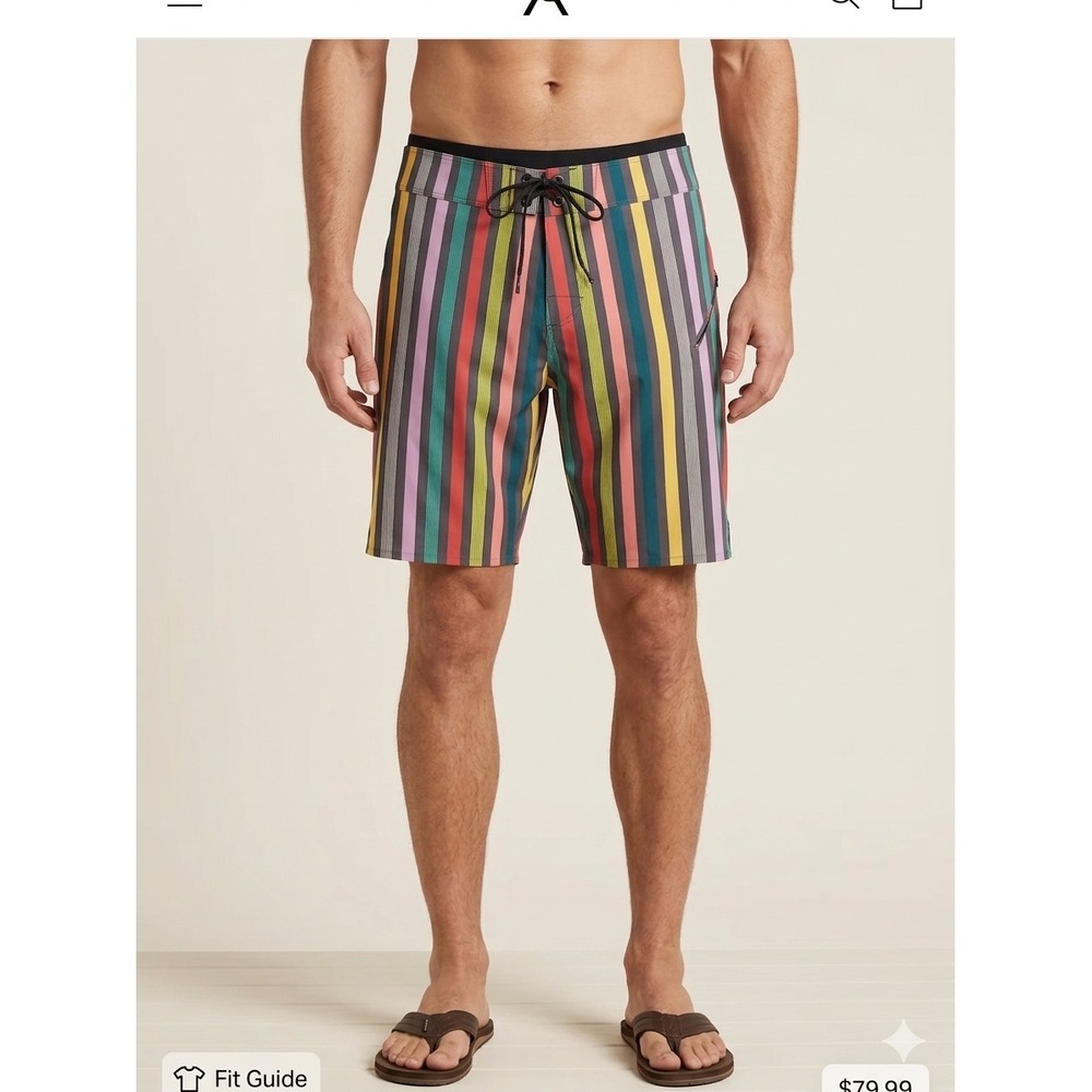 lululemon athletica Multicolor Vertical Stripe Men's Swim Board Shorts